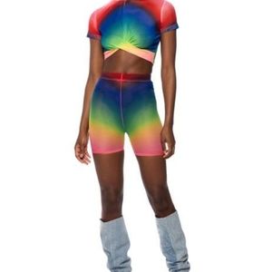 BIKER SHORTS BY AKIRA RAINBOW COLOR SZ. SMALL